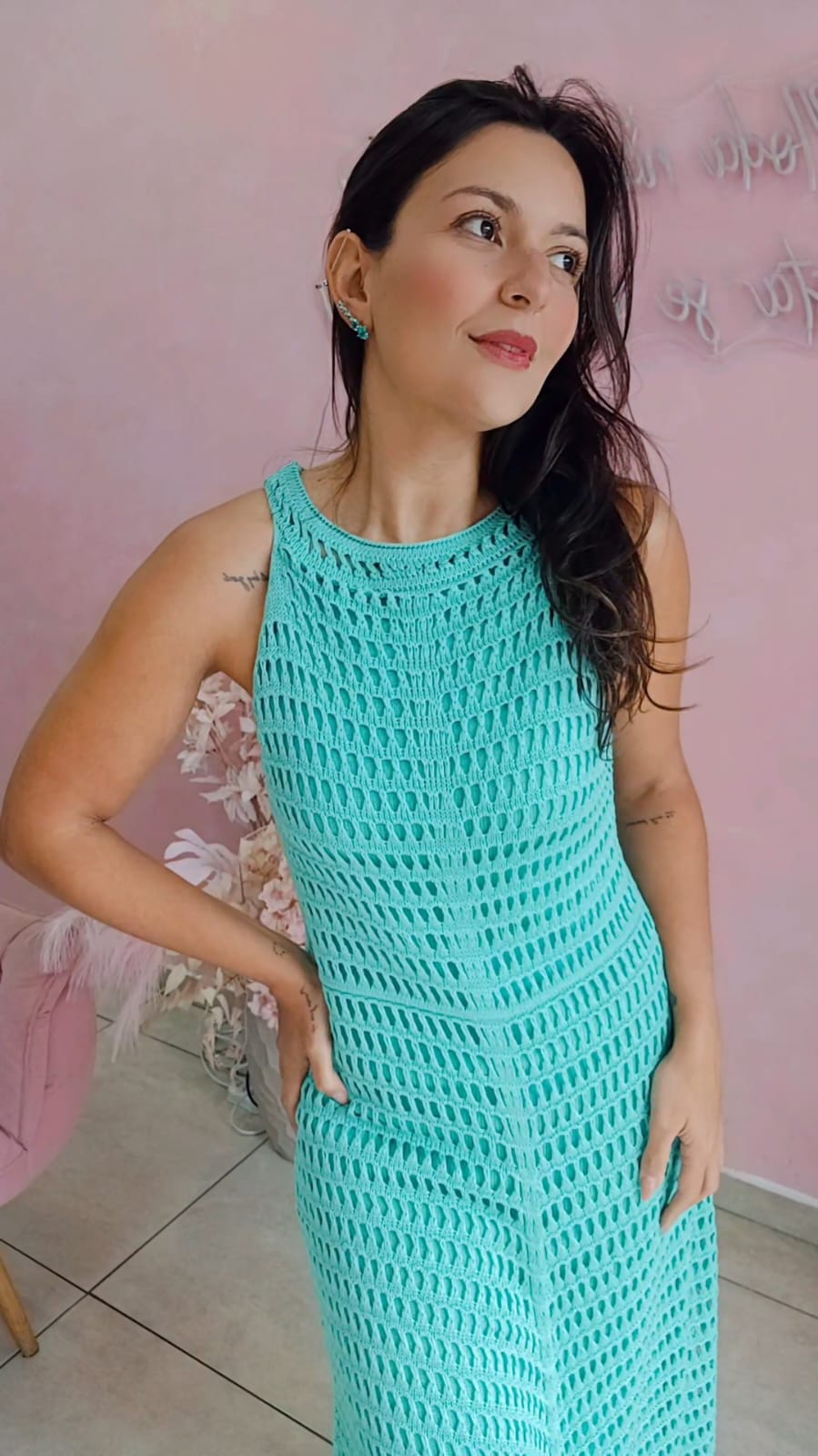 Vestido tricô Verde