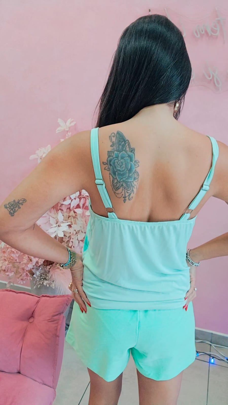 Blusa Viscose com alça regulável Estampada Verde