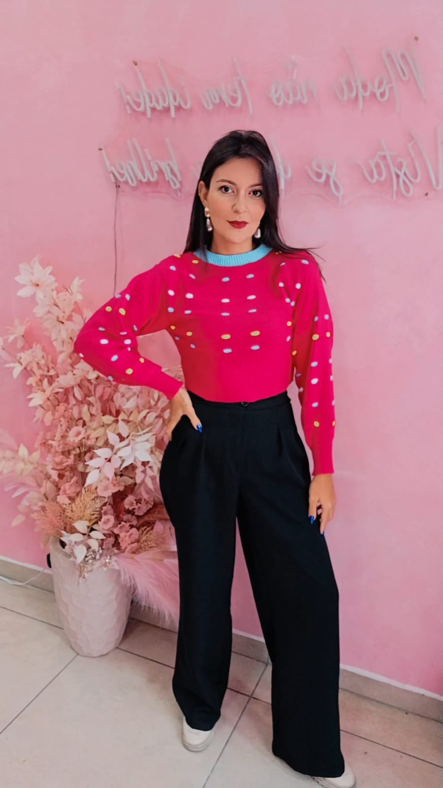 Blusa cropped trico Pink