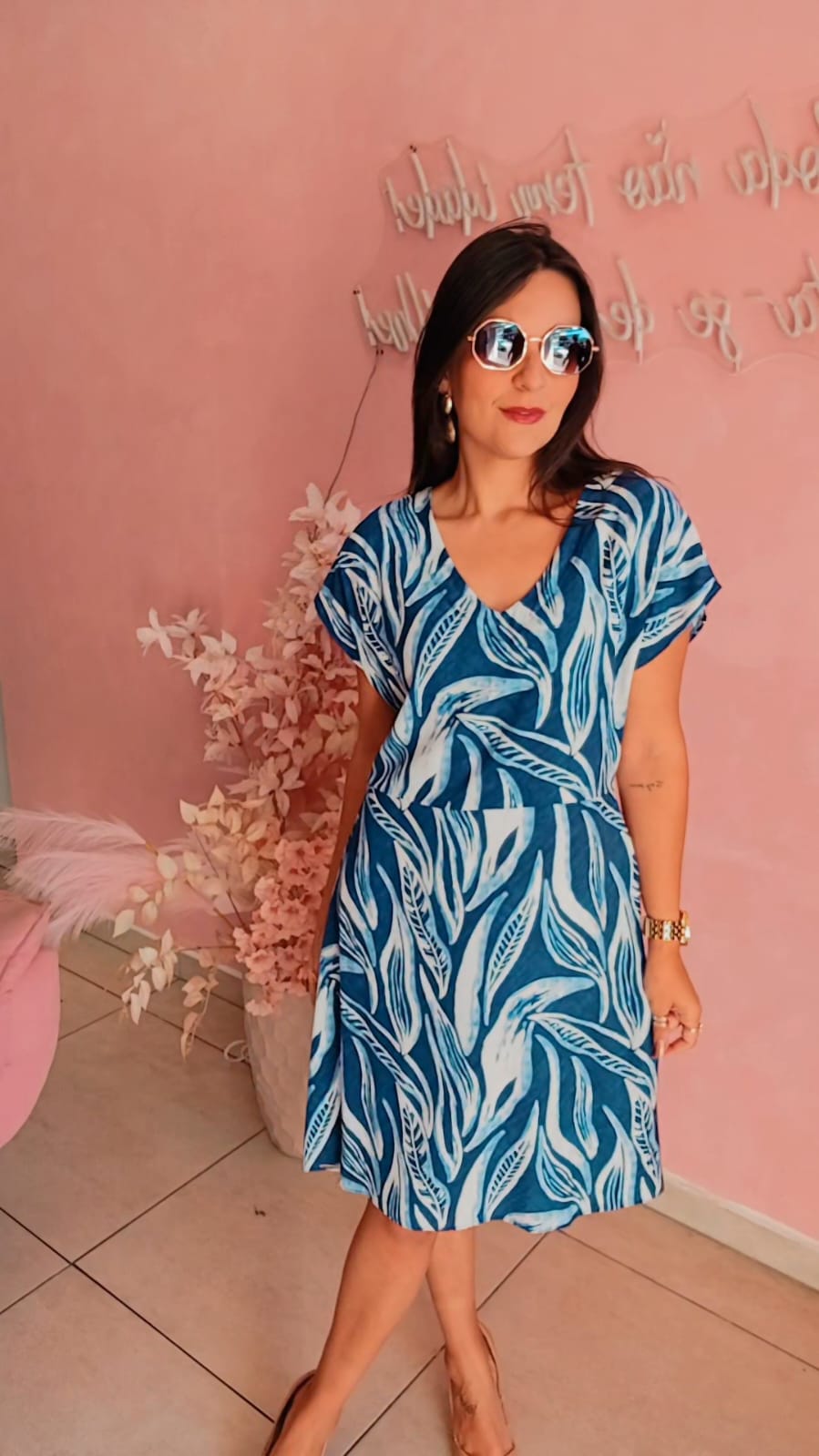 Vestido viscose azul