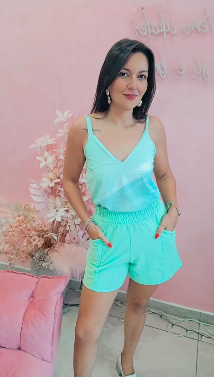 Blusa Viscose com alça regulável Estampada Verde