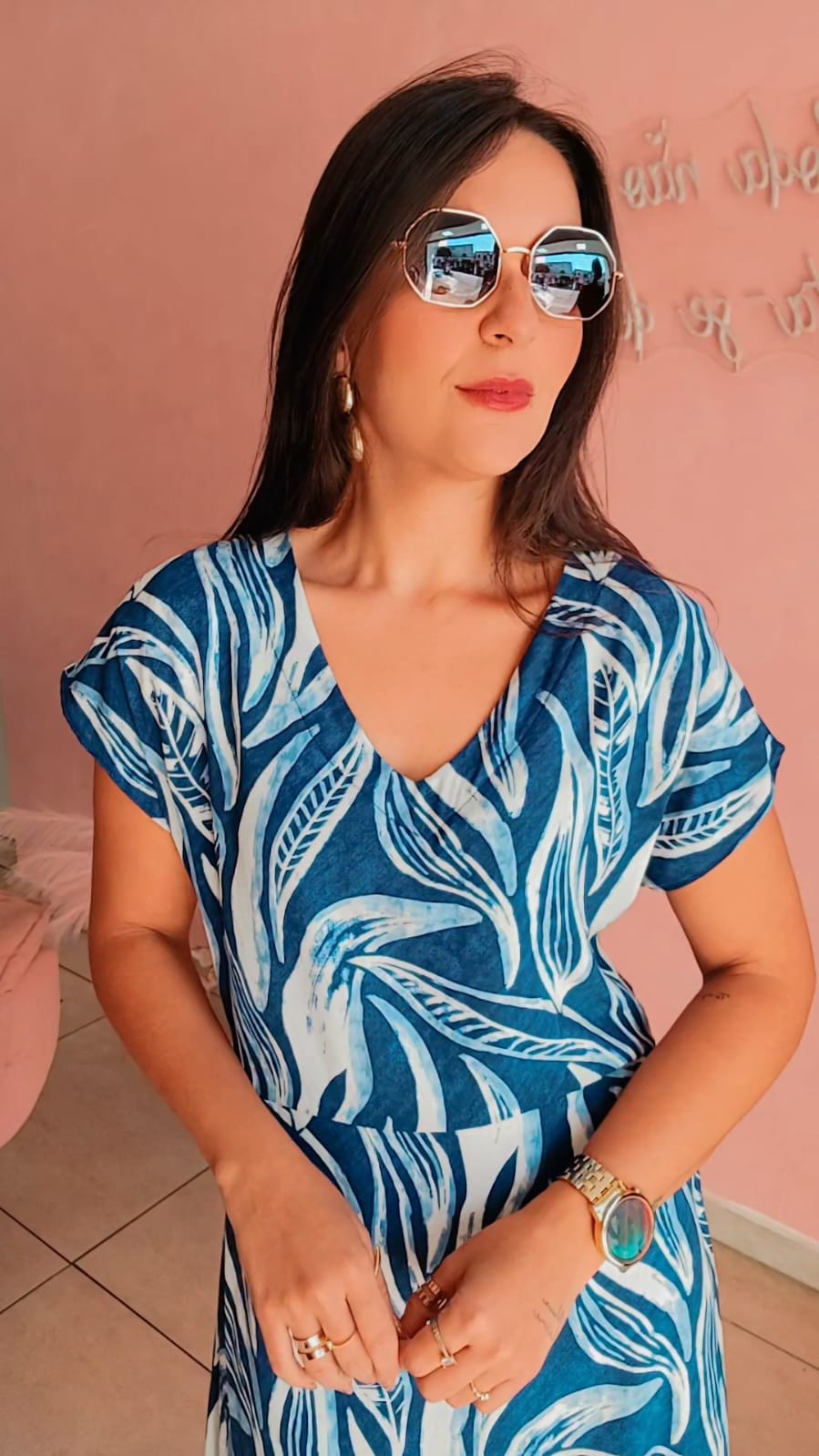 Vestido viscose azul