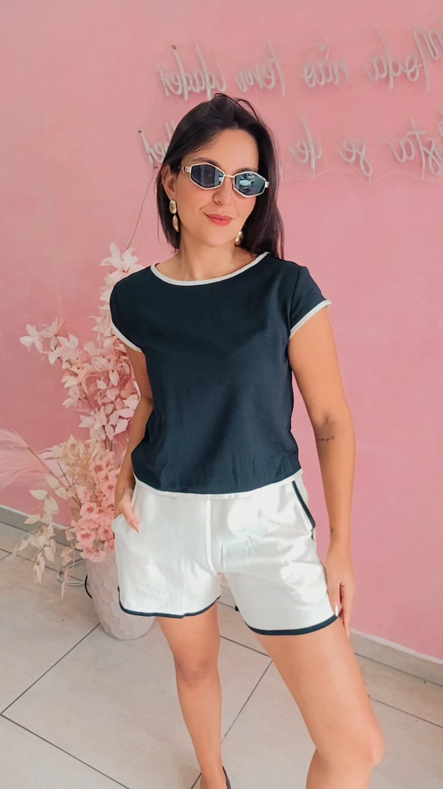 Blusa manga curta em linho