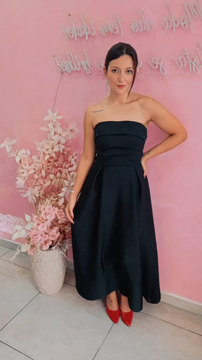 Vestido alfaiataria tomara que caia Preto