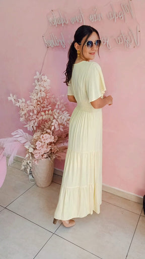 Vestido viscolinho Amarelo Manteiga
