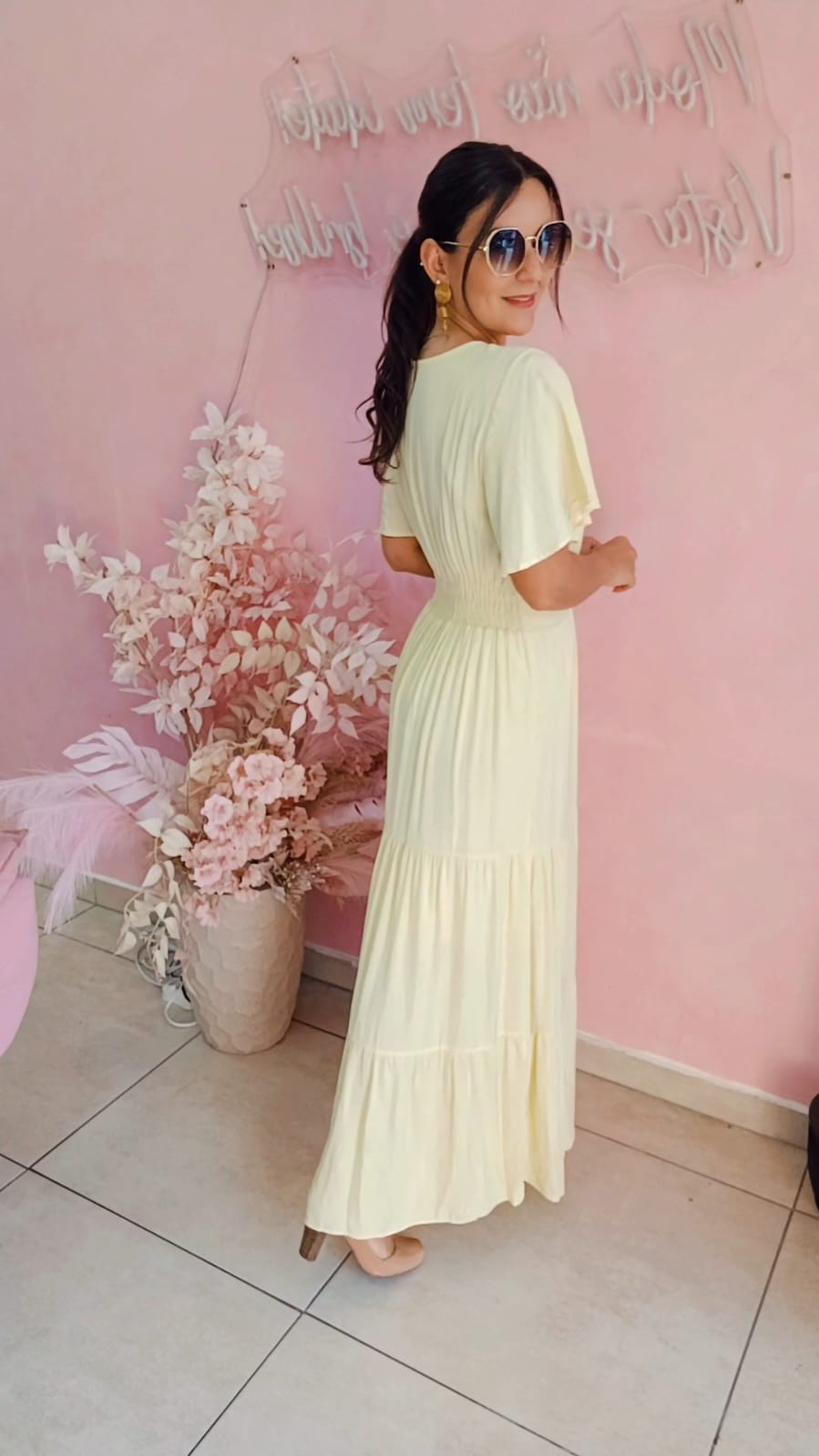 Vestido viscolinho Amarelo Manteiga