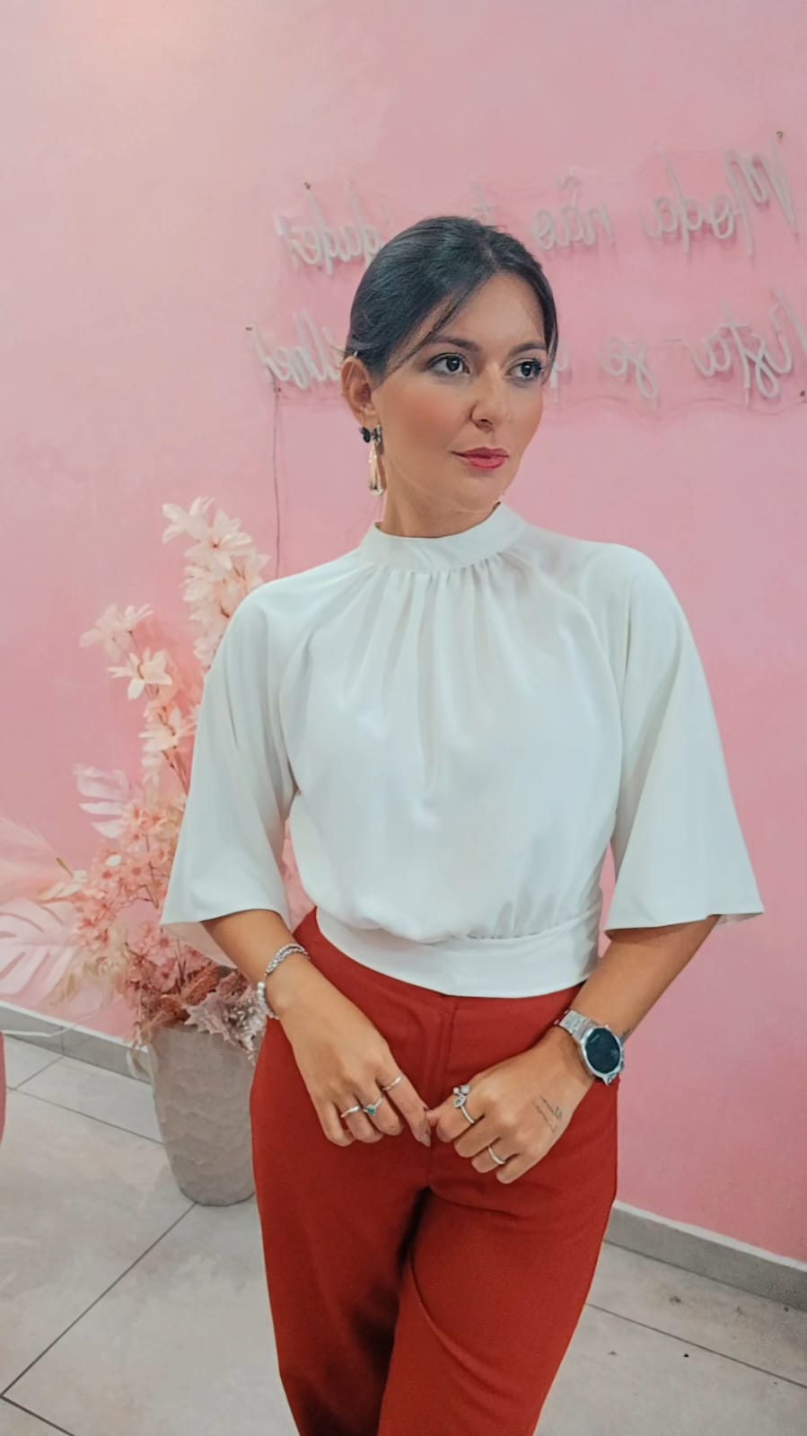 Blusa manga ampla com amarração nas costas OFF White