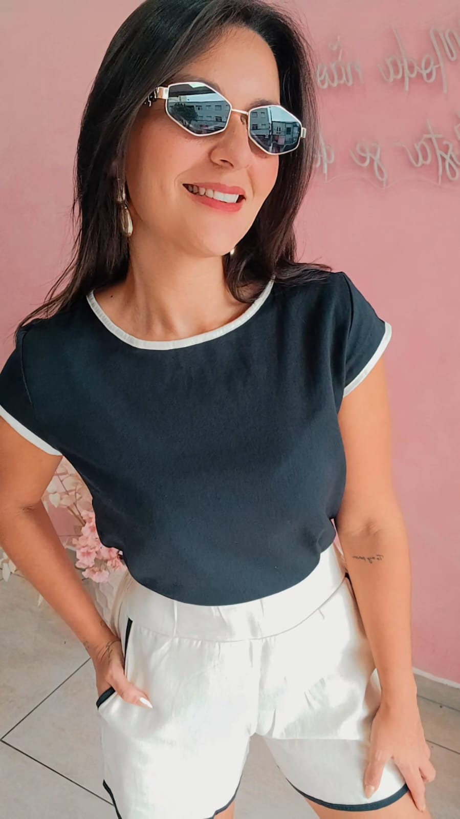 Blusa manga curta em linho