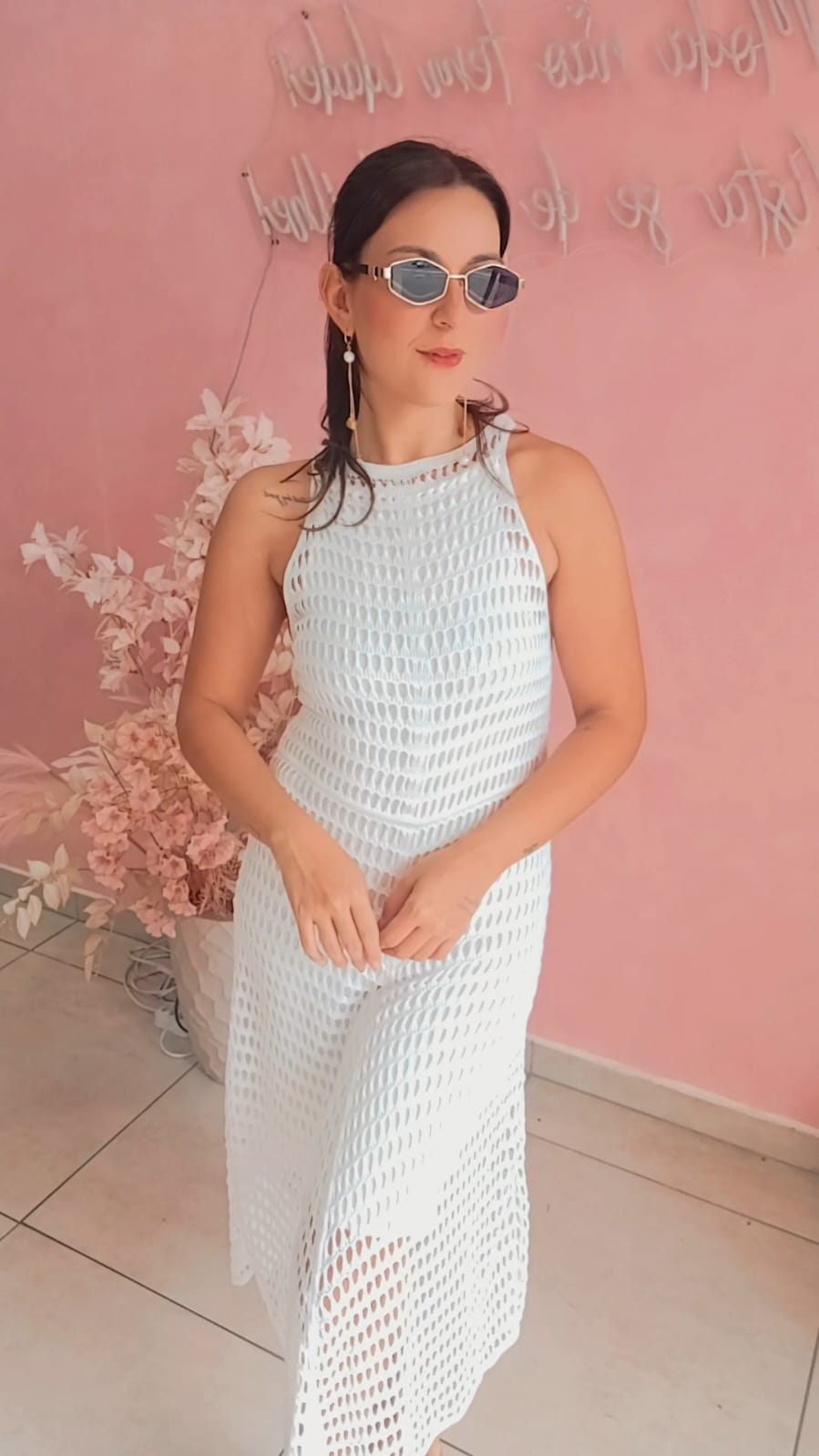 Vestido tricô branco