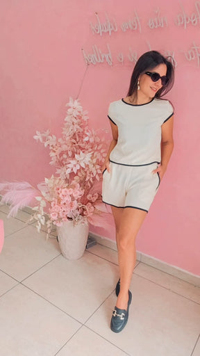 Shorts Linho cintura alta com elástico