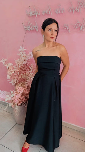 Vestido alfaiataria tomara que caia Preto