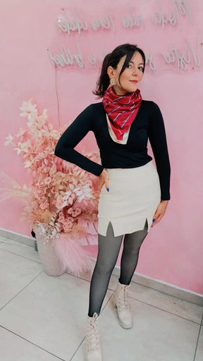 Saia curta coro eco com fenda frontal  - Nude