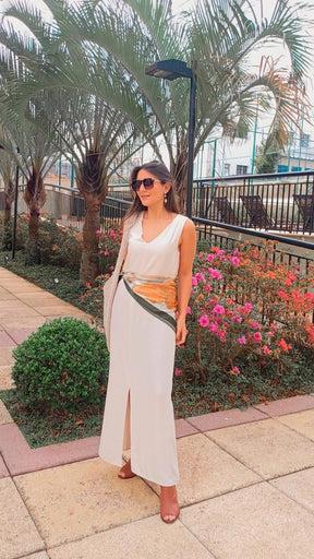 Vestido longo regata natural
