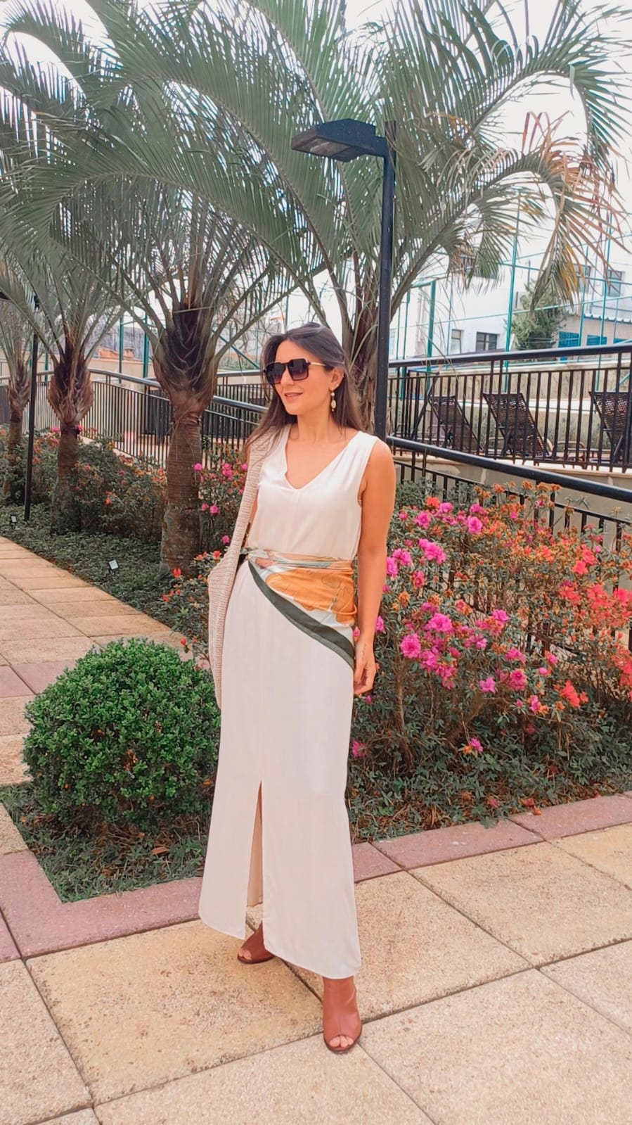 Vestido longo regata natural