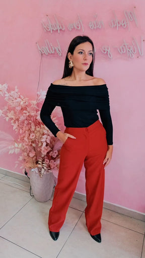 Calça Alfaiataria cintura alta corte reto - Telha