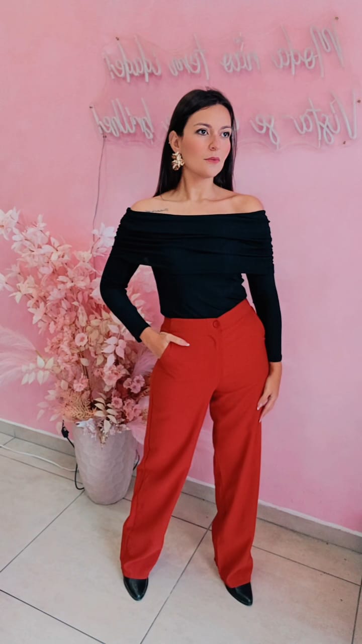 Calça Alfaiataria cintura alta corte reto - Telha