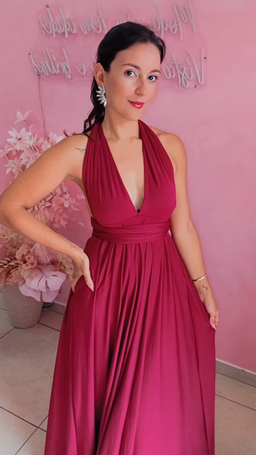 Vestido longo multiformas - Marssala