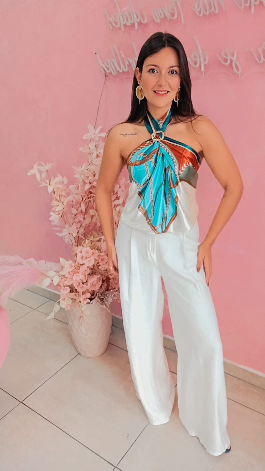 Lenço cetim corrente verde