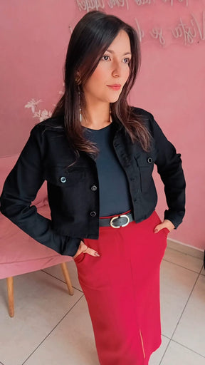Jaqueta jeans curta Black