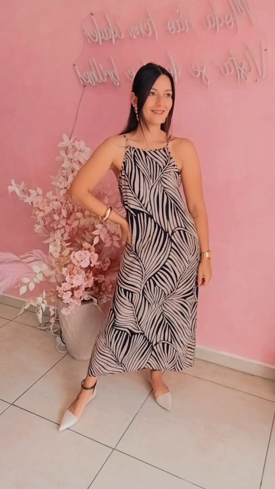 Vestido Mid viscose estampado