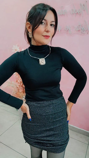 Saia curta com lurex e regulagem na lateral