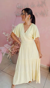 Vestido viscolinho Amarelo Manteiga