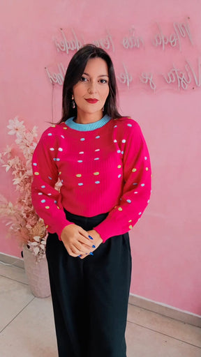 Blusa cropped trico Pink