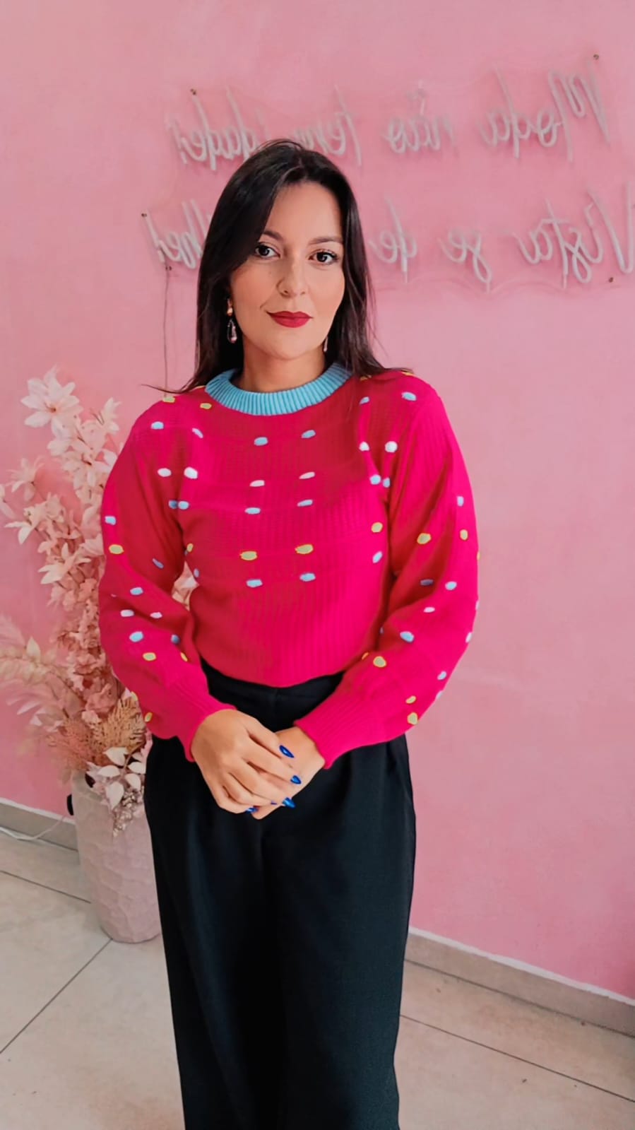Blusa cropped trico Pink