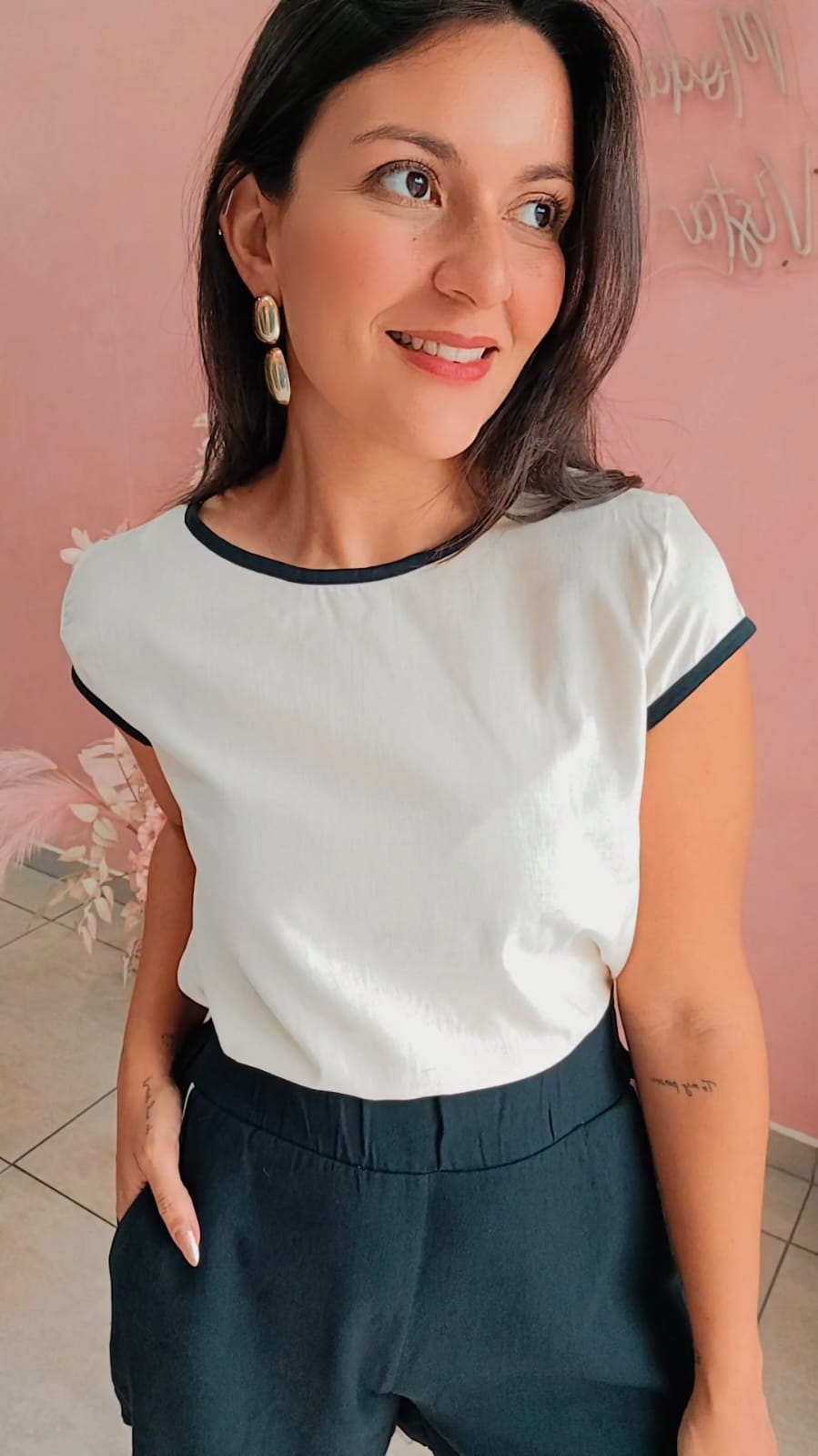 Blusa manga curta em linho