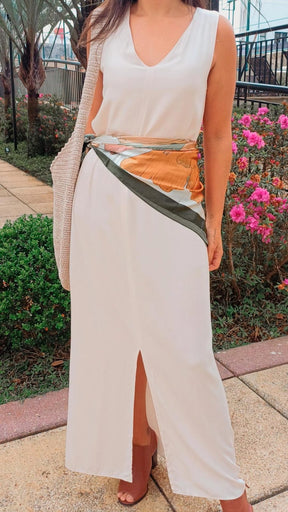 Vestido longo regata natural