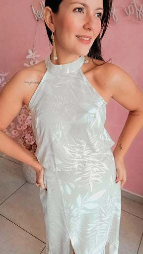 Blusa linho folhagens