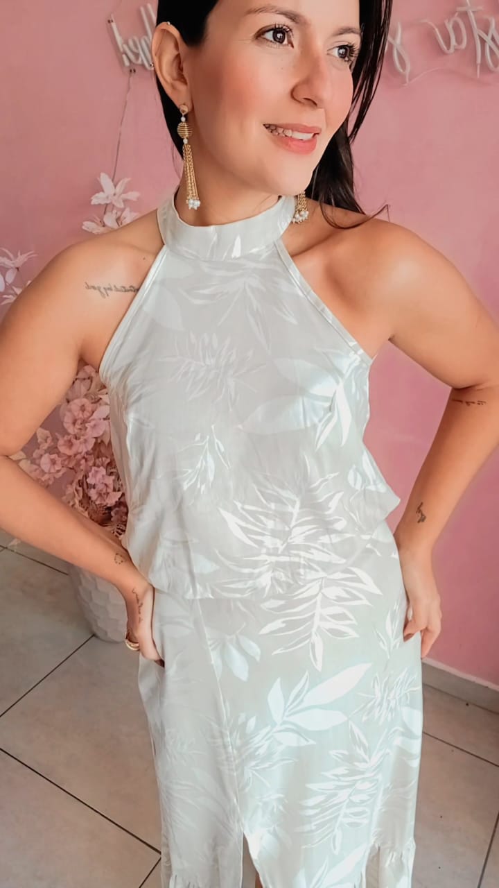 Blusa linho folhagens