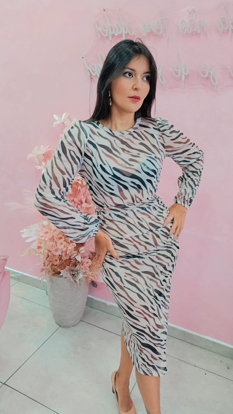 Saia Mid Tuele, drapeada animal print