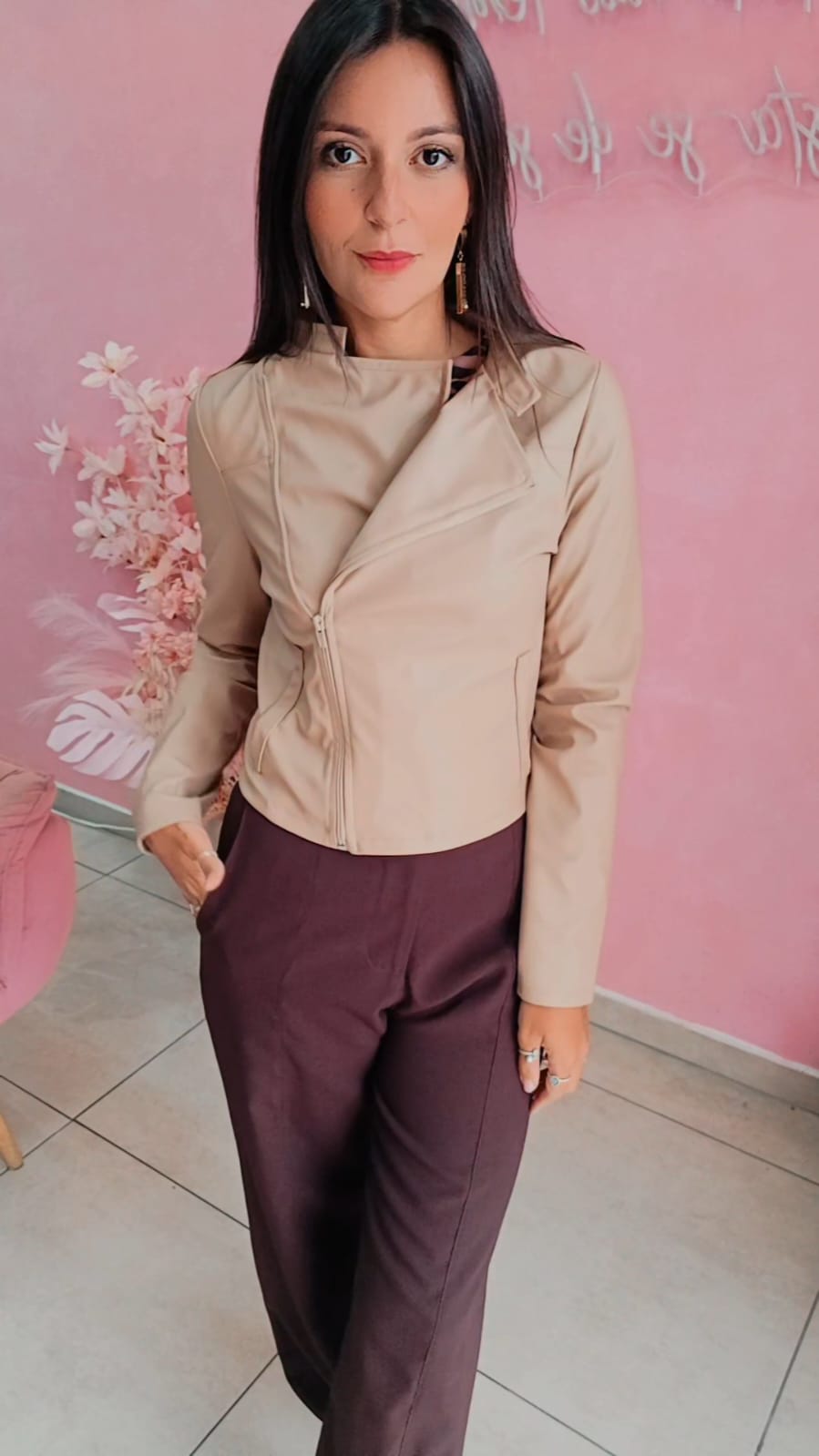 Jaqueta coro eco, manga comprida com ziper