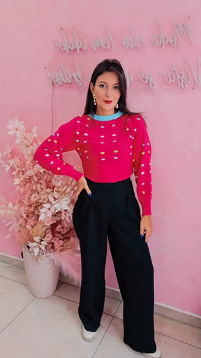 Blusa cropped trico Pink