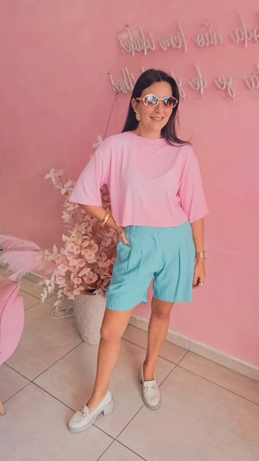 Cropped malha over Rosa