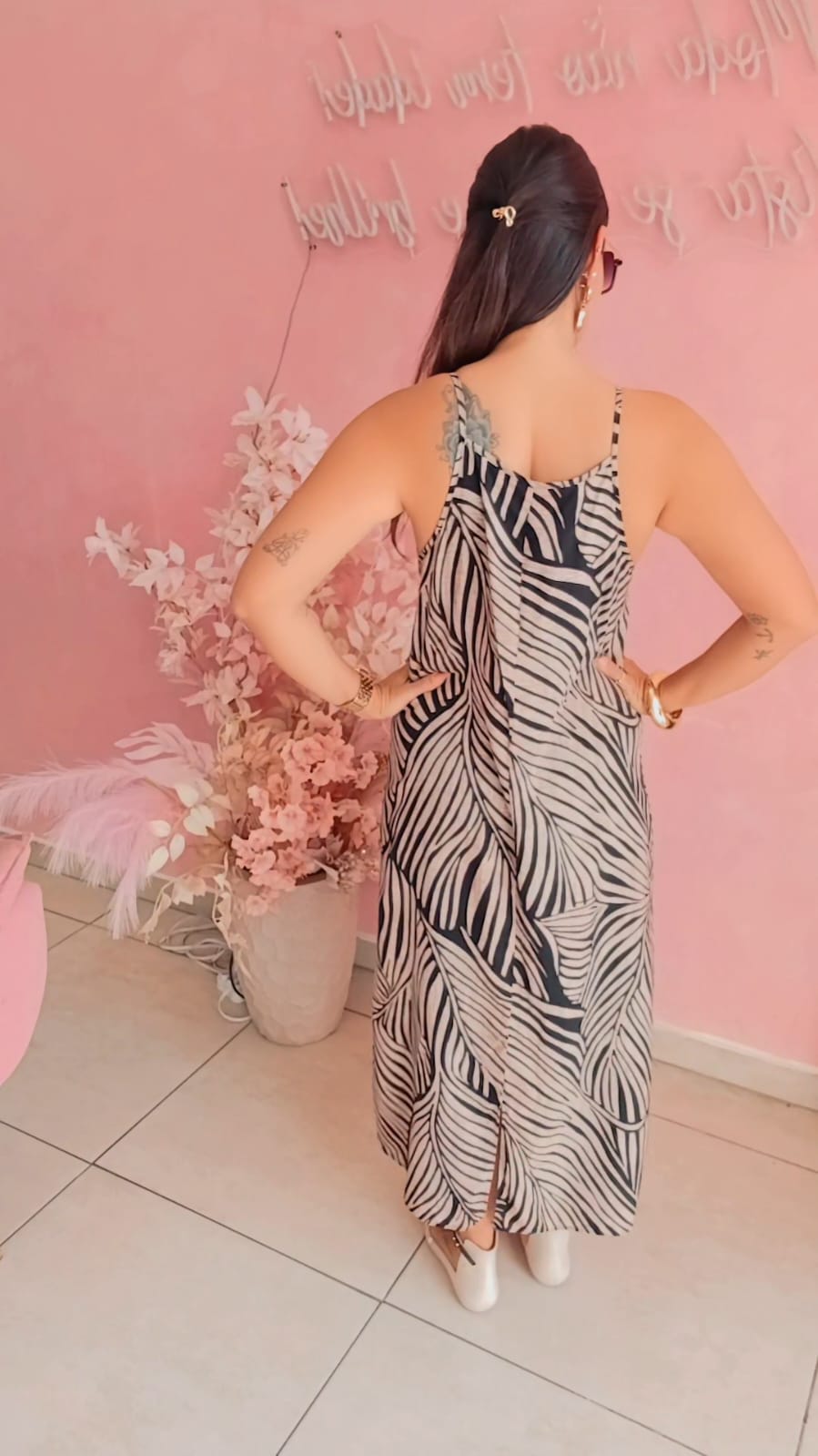 Vestido Mid viscose estampado