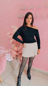 Shorts saia em malha com elástico  - cinza