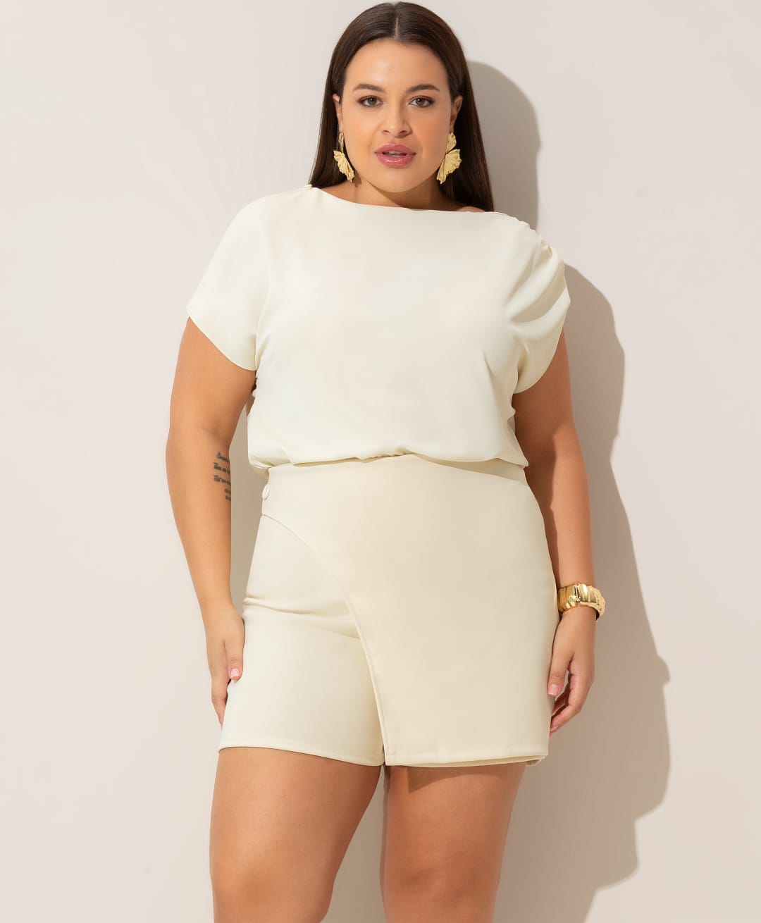 Blusa manga japonesa drapeada