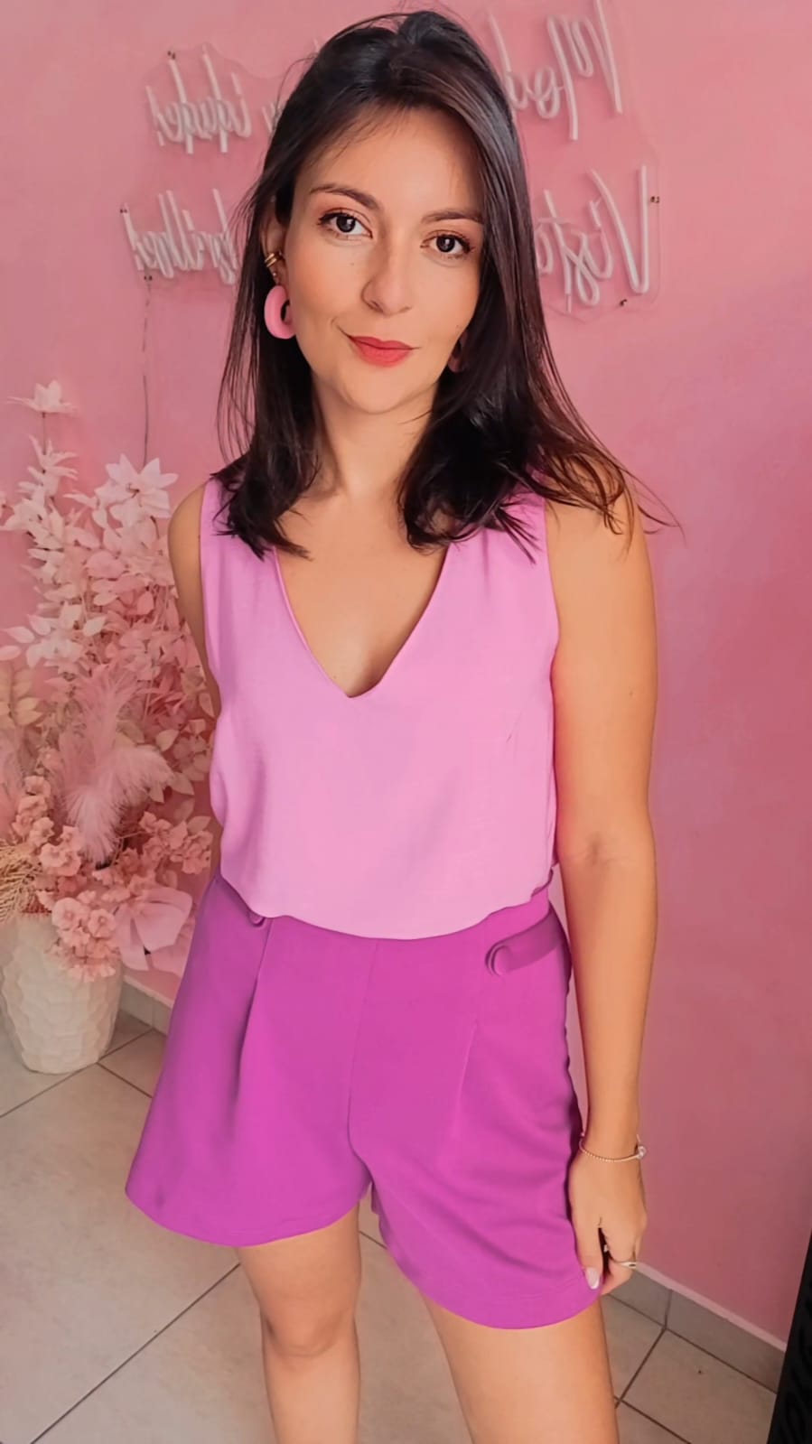 Regata Visco linho alça larga Rosa