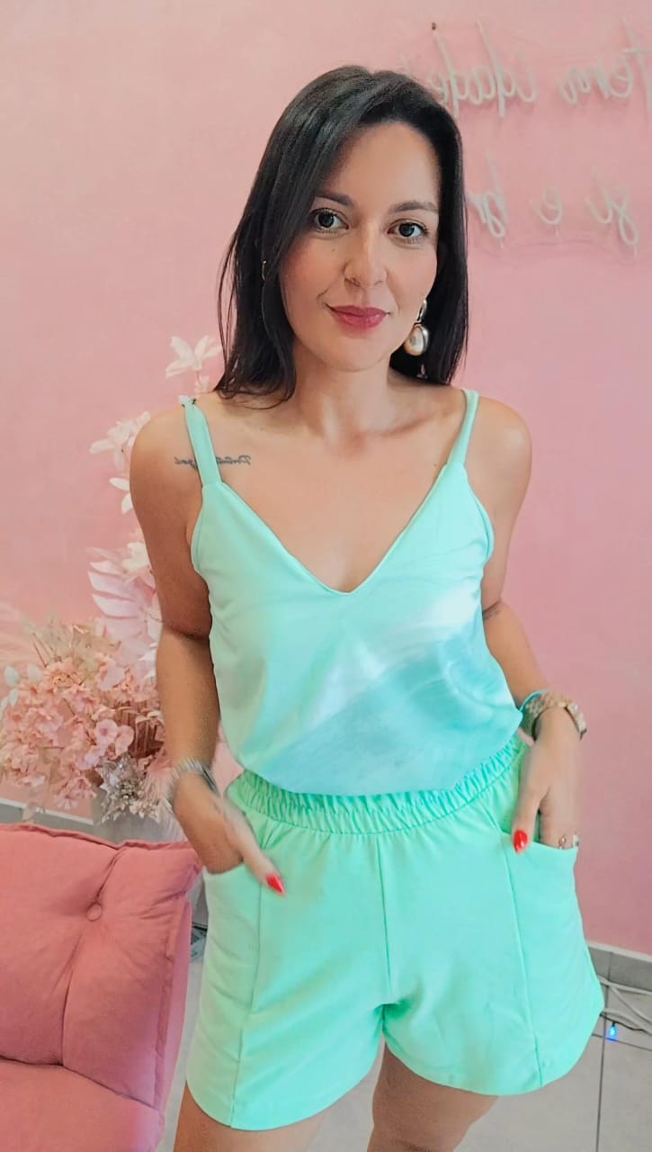 Blusa Viscose com alça regulável Estampada Verde