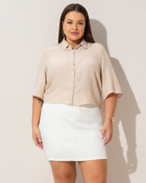Camisa Cropped manga curta  - Nude
