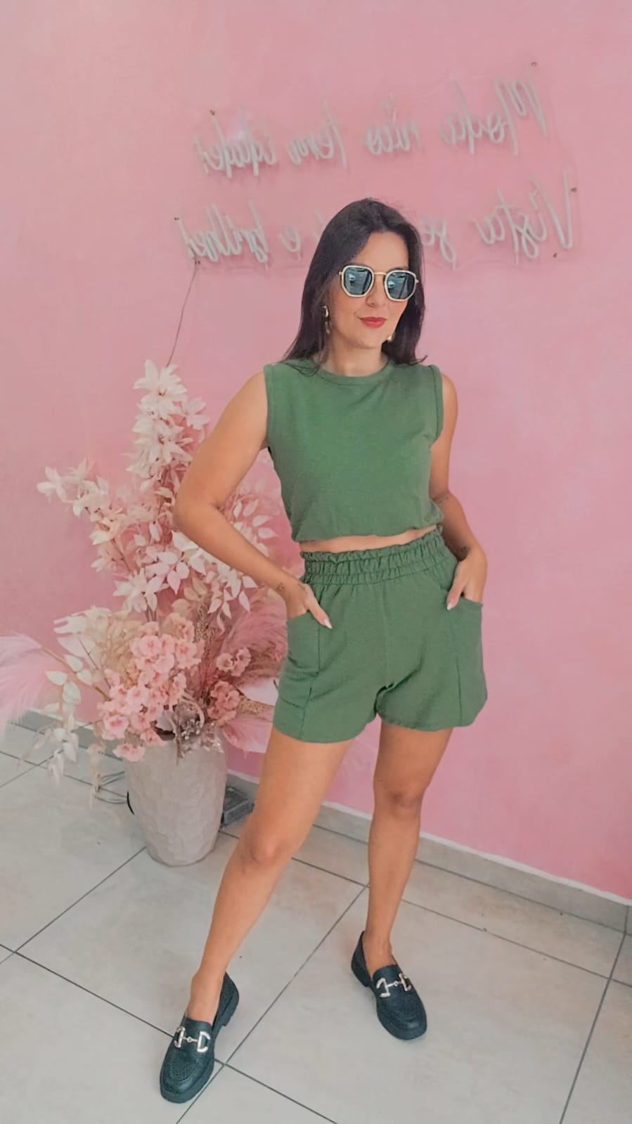 Conjunto Shorts e Cropped  Moletinho