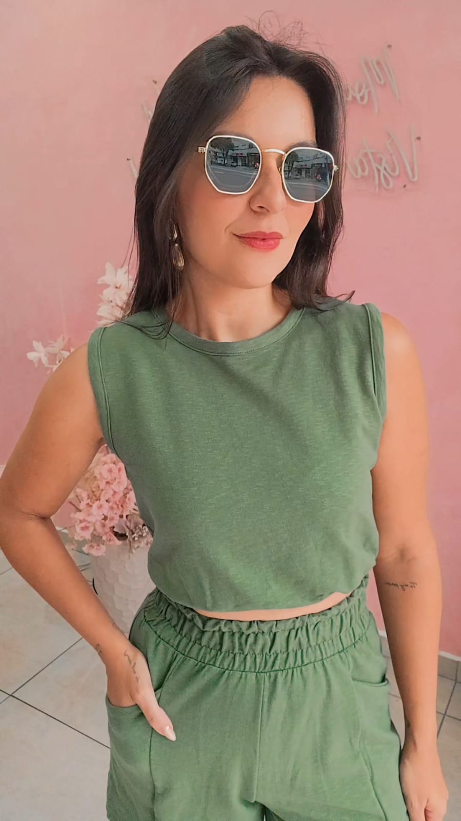 Conjunto Shorts e Cropped  Moletinho