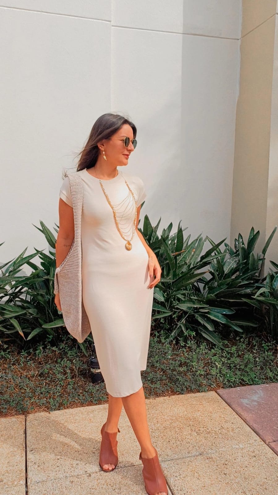 Vestido Longuete Malha Natural