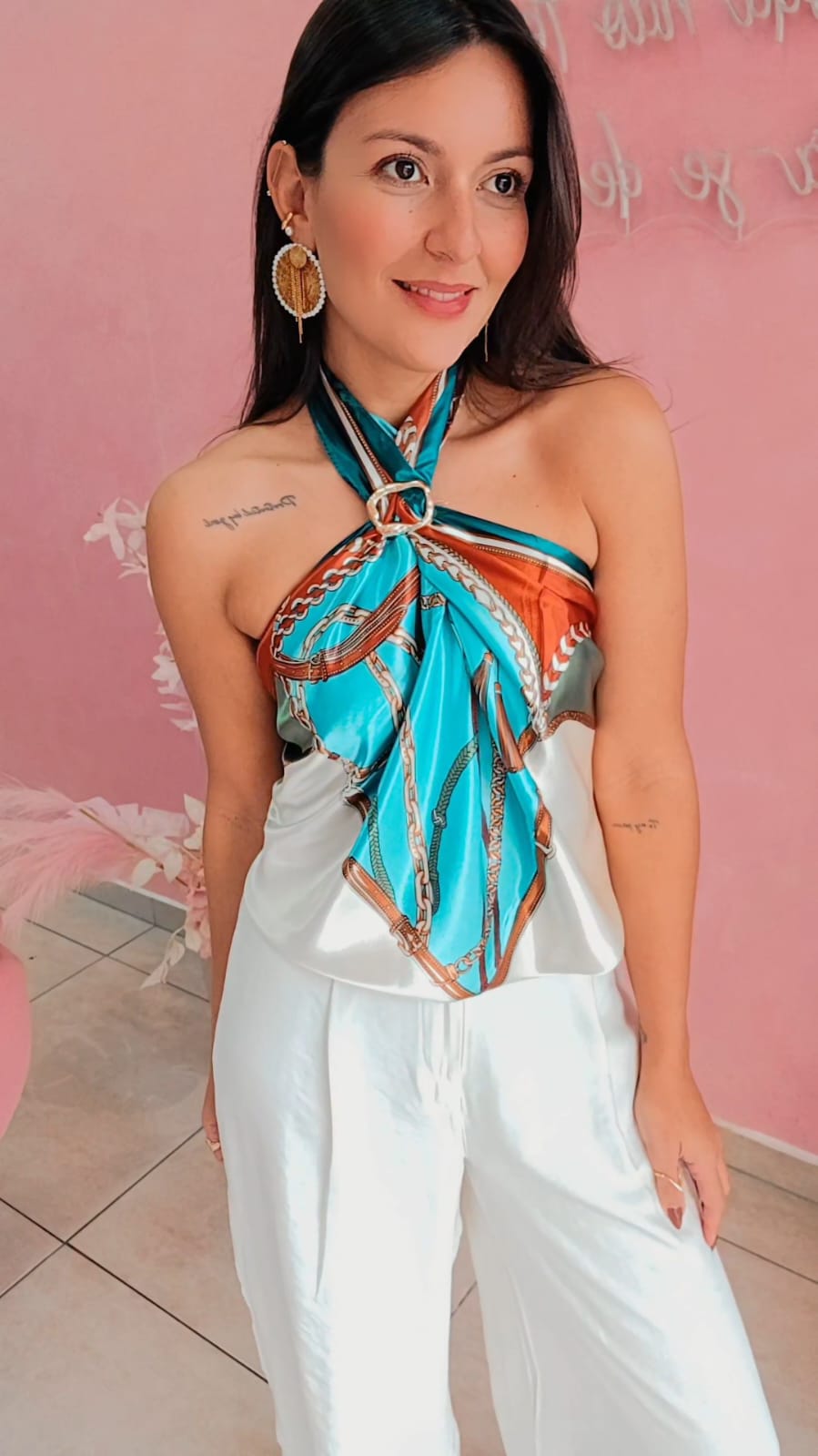 Lenço cetim corrente verde