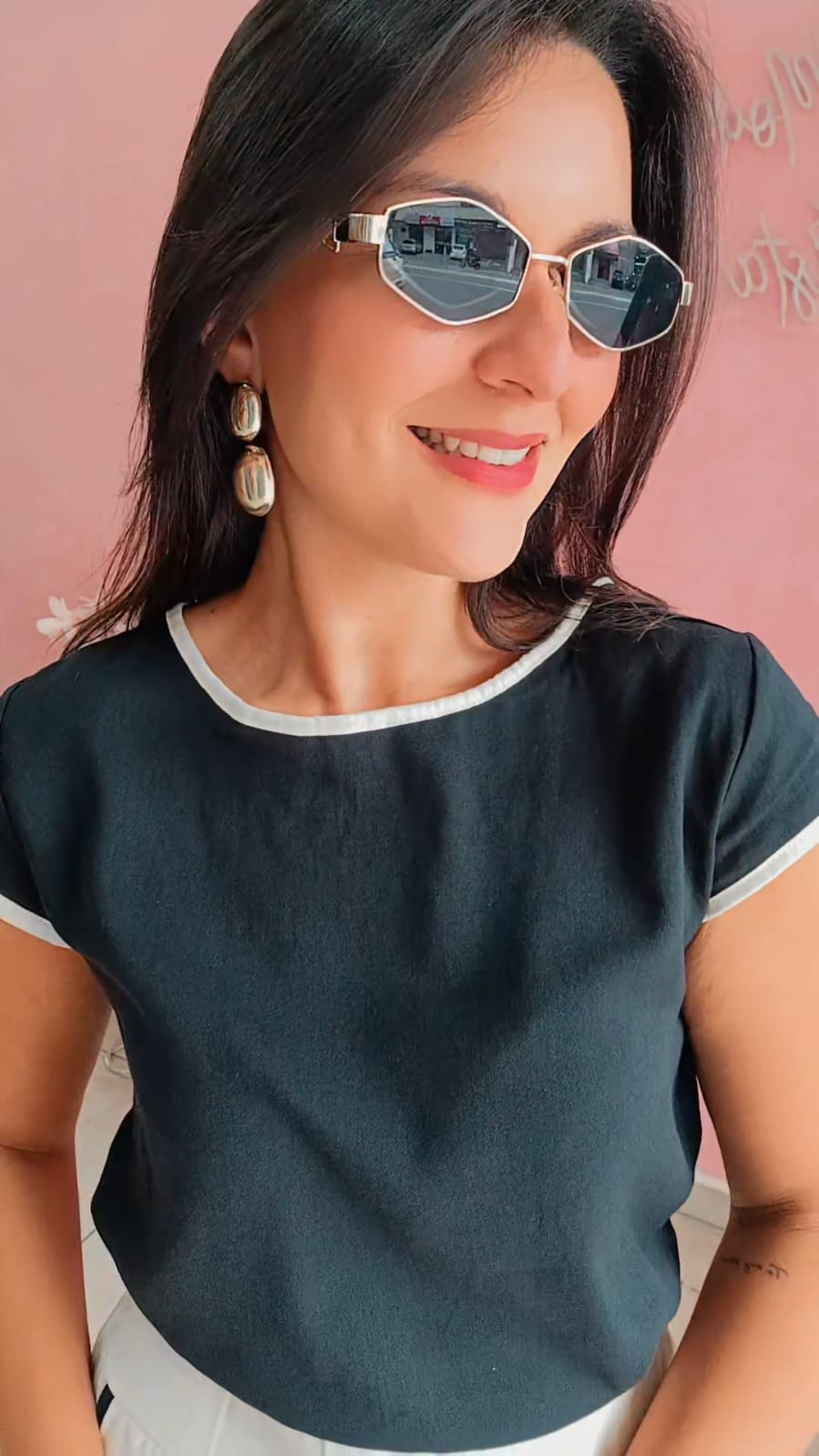 Blusa manga curta em linho