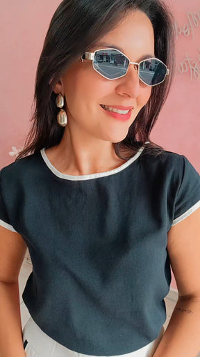 Blusa manga curta em linho