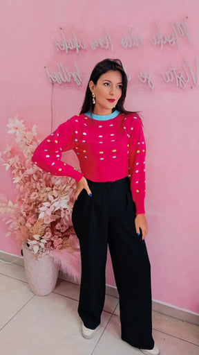 Blusa cropped trico Pink