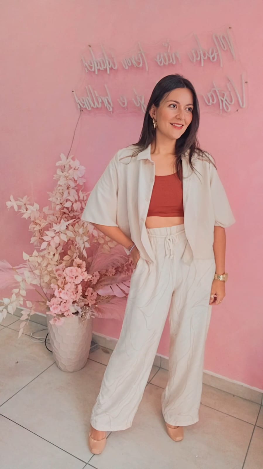 Camisa Cropped manga curta  - Nude